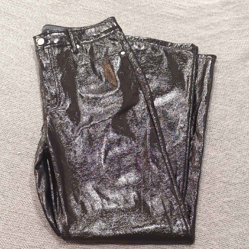 LIKE NEW || Hunter & Brown, Size L || Straight Leg Pant || Black Faux Leather